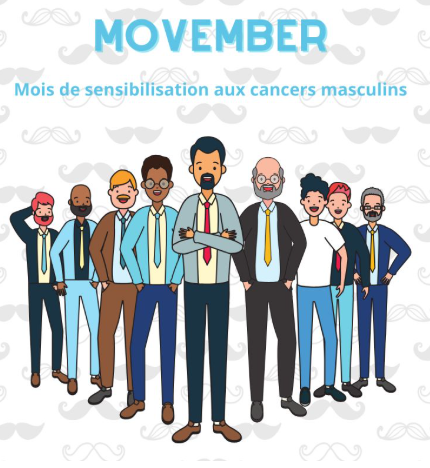 Image Movember, mois de sensibilisation à la santé masculine et notamment au cancer de la prostate et des testicules, porté par Movember France